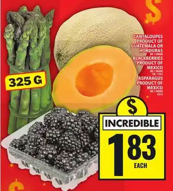 Food Basics CANTALOUPES OR BLACKBERRIES OR ASPARAGUS offer