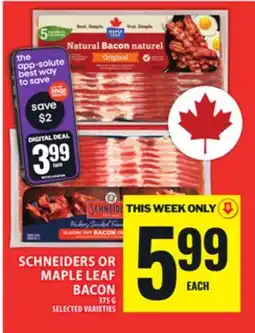 Food Basics SCHNEIDERS OR MAPLE LEAF BACON offer