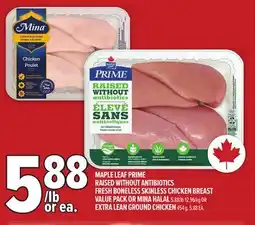 Metro MAPLE LEAF PRIME RAISED WITHOUT ANTIBIOTICS FRESH BONELESS SKINLESS CHICKEN BREAST offer