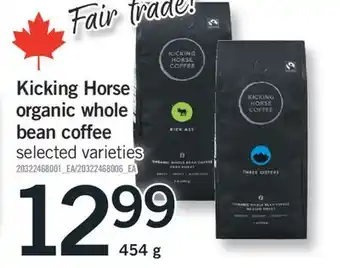 Fortinos KICKING HORSE ORGANIC WHOLE BEAN COFFEE, 454 G offer