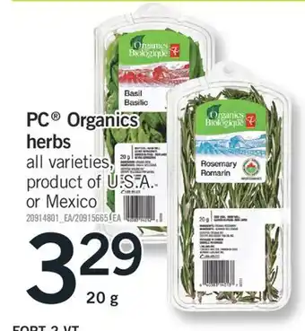 Fortinos PC ORGANICS HERBS, 20 g offer