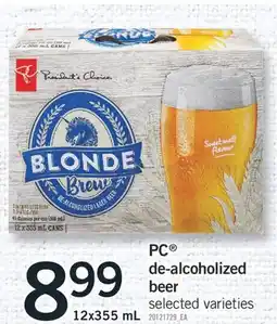 Fortinos PC DE-ALCOHOLIZED BEER, 12X355 ML offer