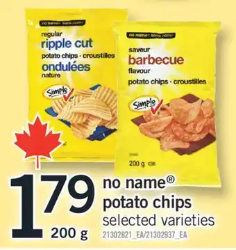 Fortinos NO NAME POTATO CHIPS, 200 G offer