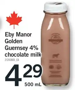 Fortinos EBY MANOR GOLDEN GUERNSEY 4% CHOCOLATE MILK, 500 ML offer