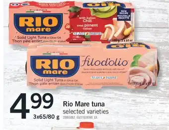 Fortinos RIO MARE TUNA, 3x65/80 G offer