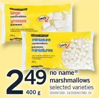 Fortinos NO NAME MARSHMALLOWS, 400 g offer