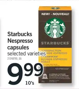 Fortinos STARBUCKS NESPRESSO CAPSULES, 10'S offer