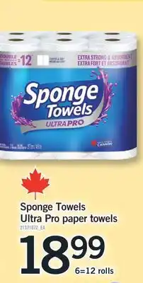 Fortinos SPONGE TOWELS ULTRA PRO PAPER TOWELS, 6=12 rolls offer