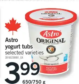 Fortinos ASTRO YOGURT TUBS, 650/750 G offer