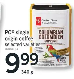 Fortinos PC COFFEE ORIGIN COFFEE, 340 g offer