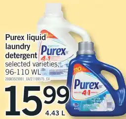 Fortinos PUREX LIQUID LAUNDRY LAUNDRY DETERGENT 96-110 WL 4.43 L offer