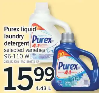 Fortinos PUREX LIQUID LAUNDRY LAUNDRY DETERGENT 96-110 WL 4.43 L offer