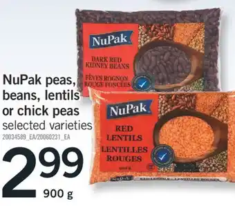 Fortinos NUPAK PEAS, BEANS, LENTILS OR CHICK PEAS, 900 G offer