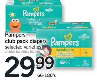 Fortinos PAMPERS CLUB PACK DIAPERS, 66-180'S offer