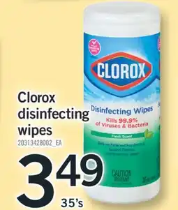 Fortinos CLOROX DISINFECTING WIPES, 35's offer