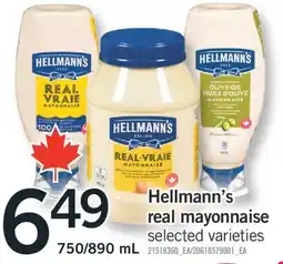 Fortinos HELLMANN'S REAL MAYONNAISE, 750/890 ML offer