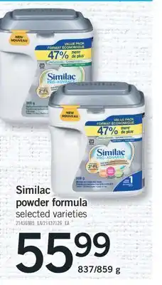 Fortinos SIMILAC POWDER FORMULA POWDER, 837/859 g offer