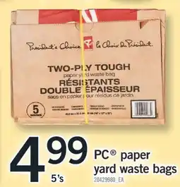 Fortinos PC PAPER YARD WASTE BAGS, 5'S offer