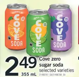 Fortinos COVE ZERO SUGAR SODA, 355 ML offer