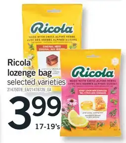 Fortinos RICOLA LOZENGE BAG, 17-19'S offer