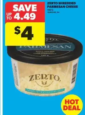 Real Canadian Superstore ZERTO SHREDDED PARMESAN CHEESE, 140 G offer