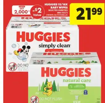 Real Canadian Superstore HUGGIES 15/16X BABY WIPES, 960-1152'S offer