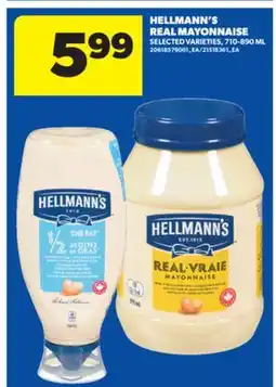 Real Canadian Superstore HELLMANN'S REAL MAYONNAISE, 710-890 ML offer