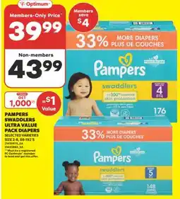 Real Canadian Superstore PAMPERS SWADDLERS ULTRA VALUE PACK DIAPERS offer