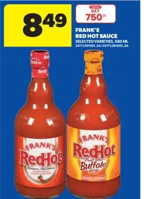 Real Canadian Superstore FRANK'S RED HOT SAUCE, 680 ML offer