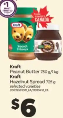 Real Canadian Superstore KRAFT PEANUT BUTTER 750 G/1 KG KRAFT HAZELNUT SPREAD 725 G offer