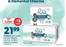 Real Canadian Superstore PAMPERS PURE SUPER BIG PACK DIAPERS, 42-82's offer