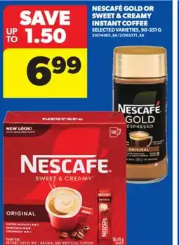 Real Canadian Superstore NESCAFÉ GOLD OR SWEET & CREAMY INSTANT COFFEE, 90-351 G offer