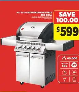 Real Canadian Superstore PC 3 + 1 + 1 BURNER CONVERTIBLE BBQ GRILL offer