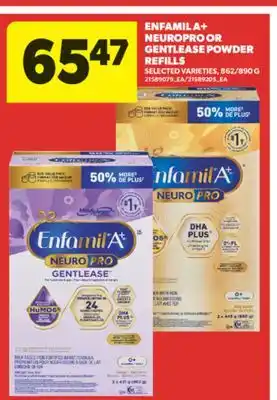 Real Canadian Superstore ENFAMIL A + NEUROPRO OR GENTLEASE POWDER REFILLS, 862/890 G offer