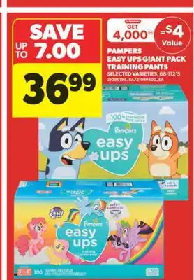 Real Canadian Superstore PAMPERS EASY UPS GIANT PACK TRAINING PANTS, 68-112' S offer