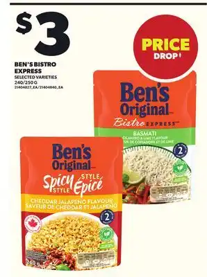 Loblaws BEN'S BISTRO EXPRESS, 240/250 G offer