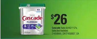 Loblaws CASCADE TUBS 63/83/112's offer