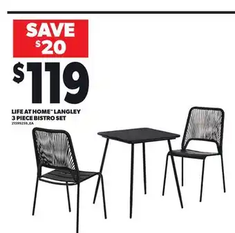 Loblaws LIFE AT HOME LANGLEY 3 PIECE BISTRO SET offer