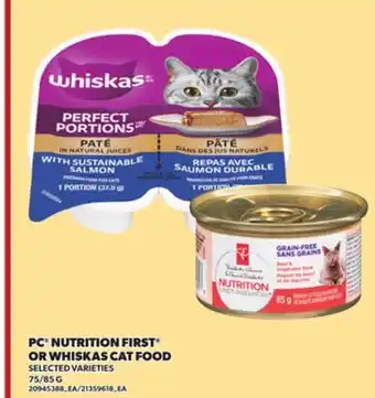 Loblaws PC NUTRITION FIRST OR WHISKAS CAT FOOD, 75/85G offer