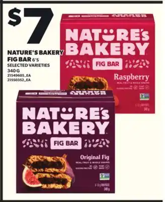 Loblaws NATURE'S BAKERY FIG BAR 6'S, 340G offer