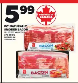 Loblaws PC NATURALLY SMOKED BACON 375-500G offer