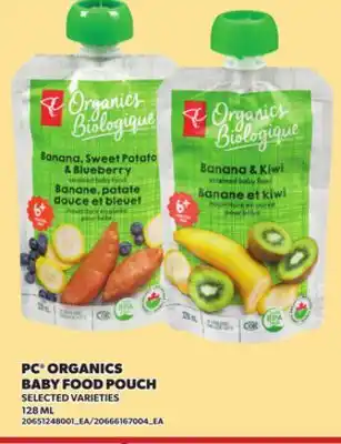 Loblaws PC ORGANICS BABY FOOD POUCH 128ML offer