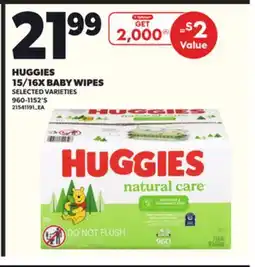 Loblaws HUGGIES 15/16X BABY WIPES 960-1152'S offer