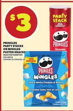 Loblaws PRINGLES, PARTY STACKS OR MINGLES PUFFED SNACKS, 155-203G offer