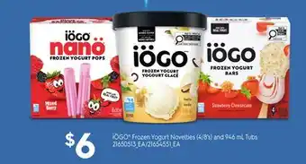 Loblaws IÖGO FROZEN YOGURT NOVELTIES (4/8's) and 946 mL TUBS offer