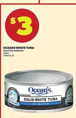 Loblaws OCEANS WHITE TUNA, 170G offer