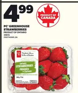 Loblaws PC GREENHOUSE STRAWBERRIES, 340G offer