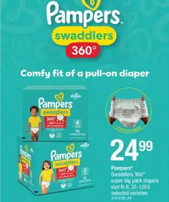 Loblaws PAMPERS SWADDLERS 360°, SIZE N-8, 32-120'S offer