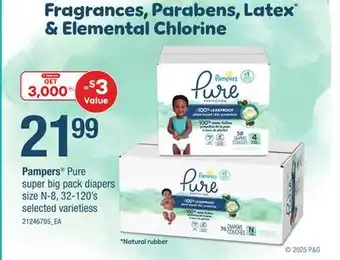 Loblaws PAMPERS PURE SUPER BIG PACK DIAPERS, SIZE N-8, 32-120's offer