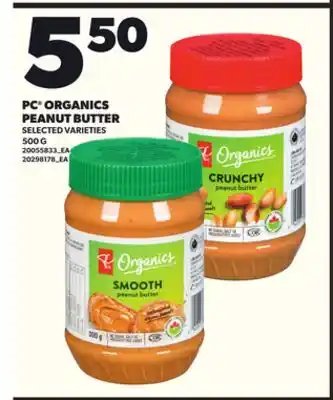 Loblaws PC ORGANICS PEANUT BUTTER, 500G offer